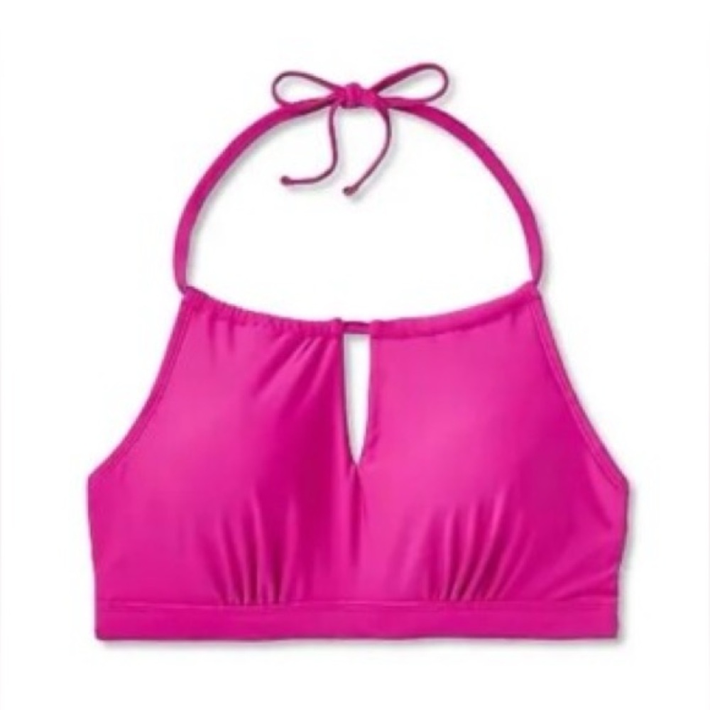 Kona Sol Women's S Small 4-6 Bikini Top Pink High Neck Keyhole New